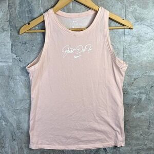 Pink Nike Dri Fit tank top with white logo Woman's XS